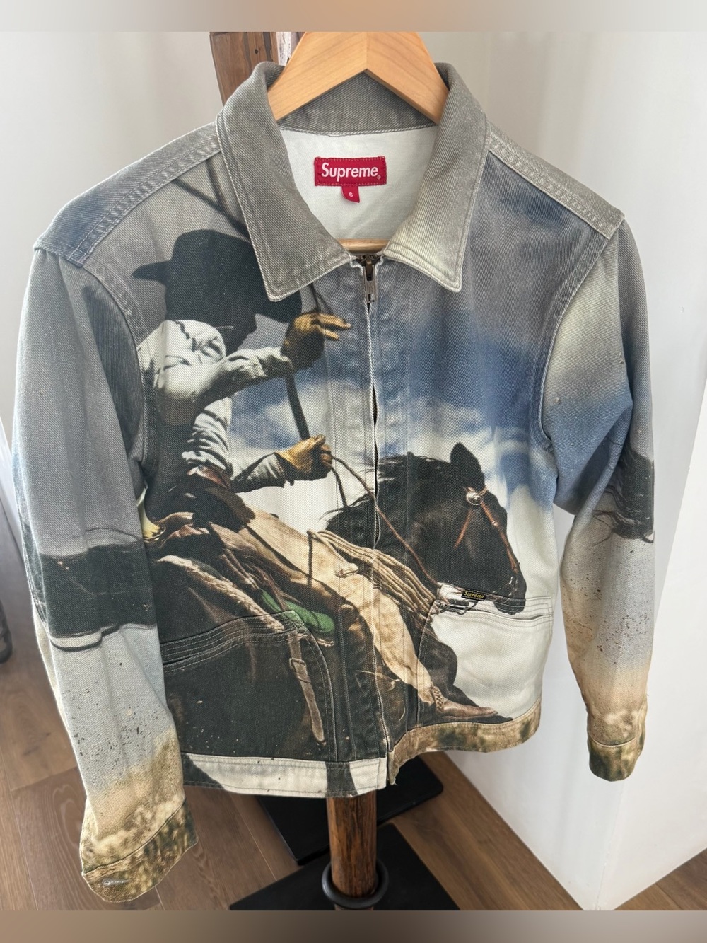 Supreme Grey Multi-Color Cowboy Horse Zip Jacket